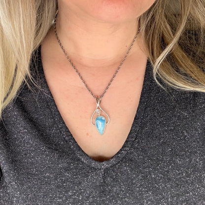 Ciondolo Larimar e Labradorite Bianca | Argento 925