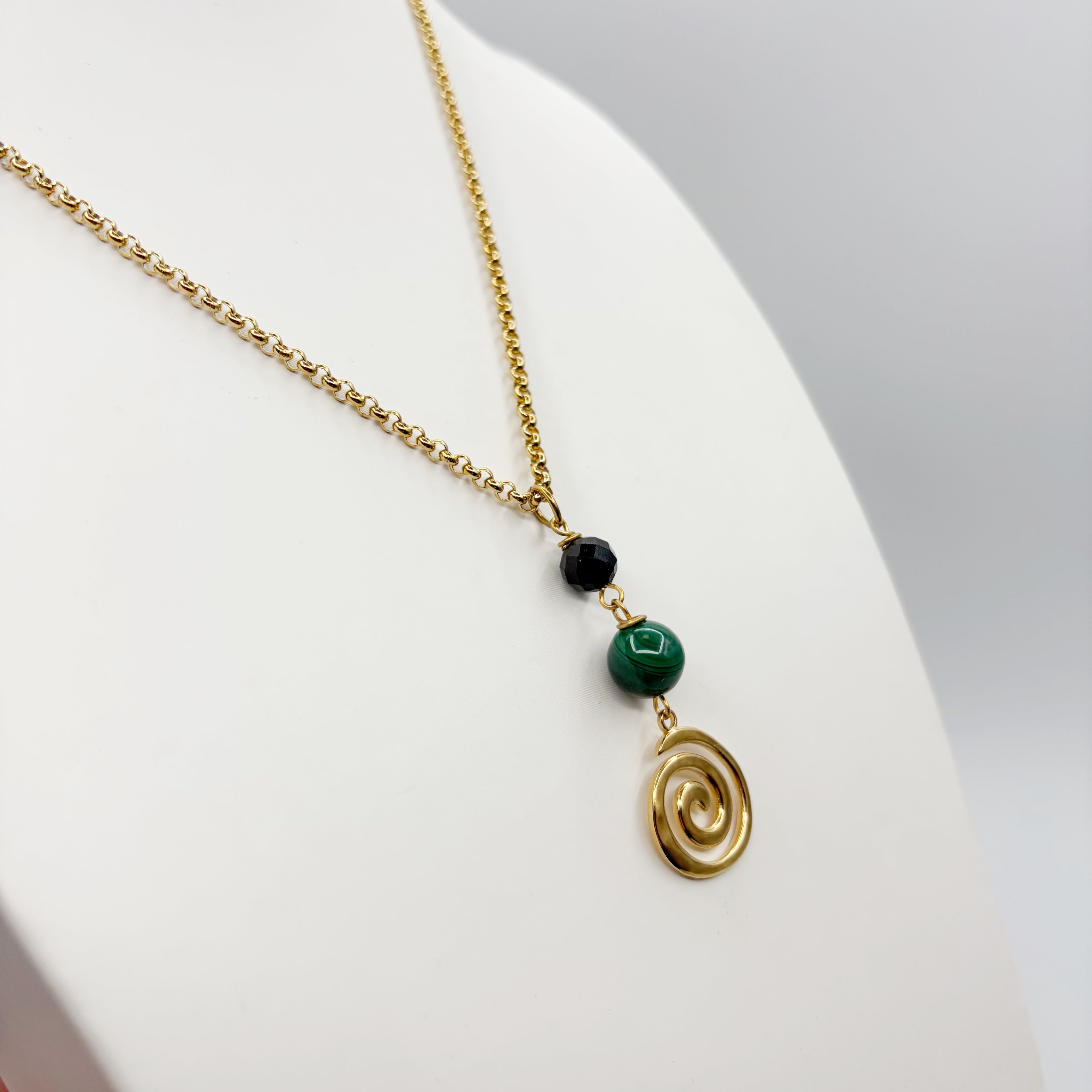 Collana Armonia e Protezione - Tormalina e Malachite - GOLD