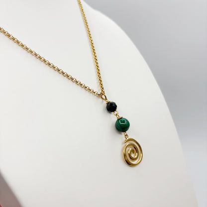 Collana Armonia e Protezione - Tormalina e Malachite - GOLD