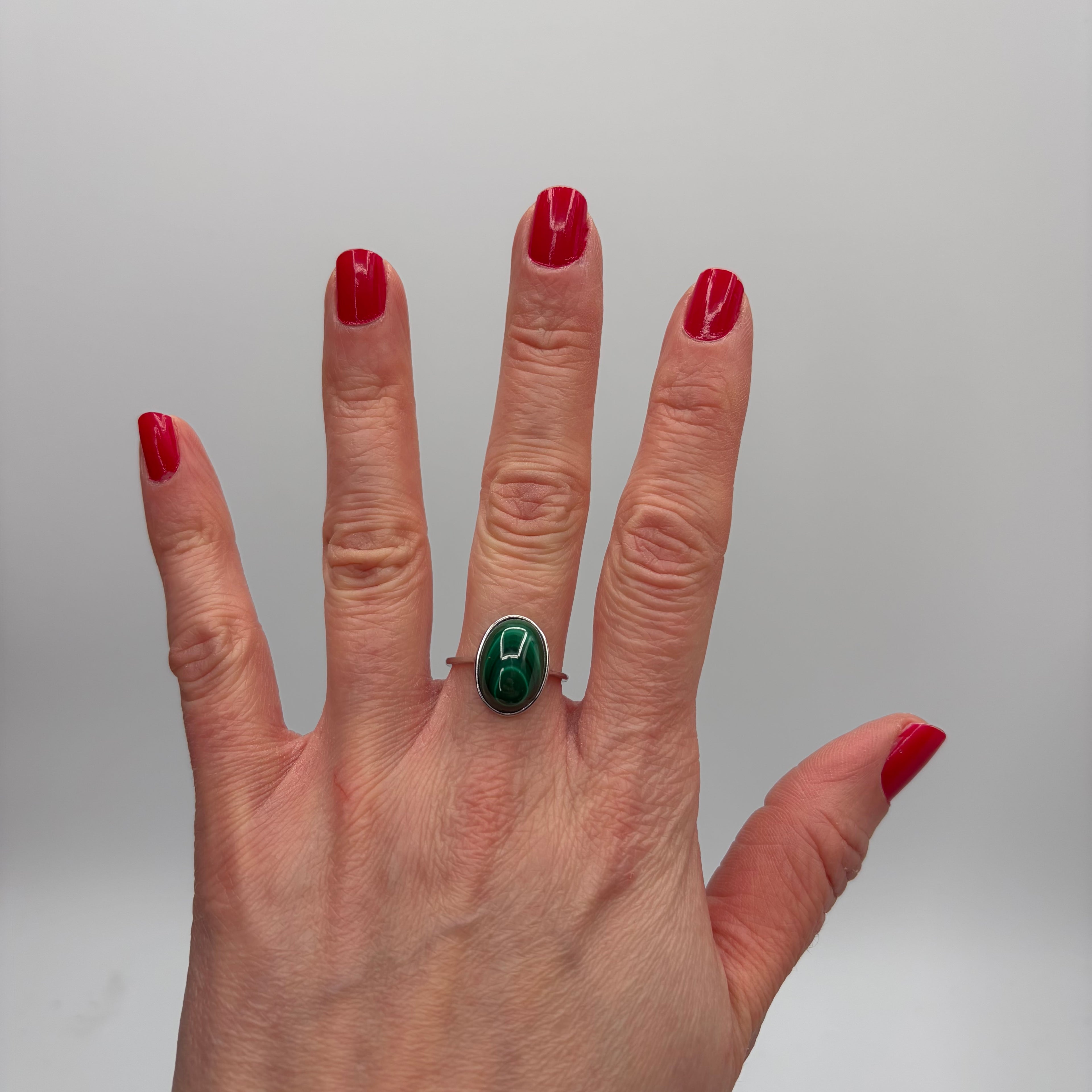 Anello Malachite Ovale - Argento 925