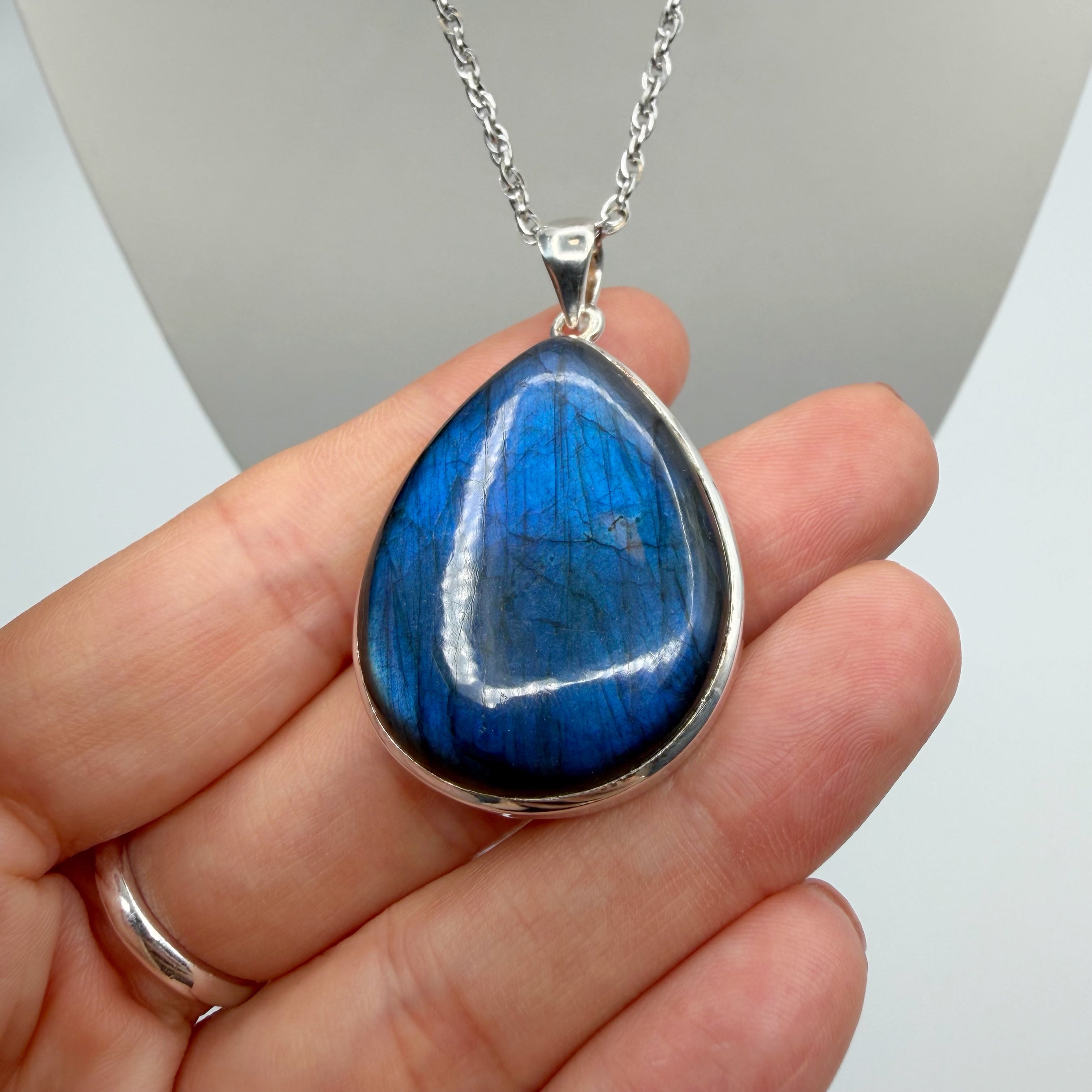 Ciondolo Labradorite a Goccia - Argento 925