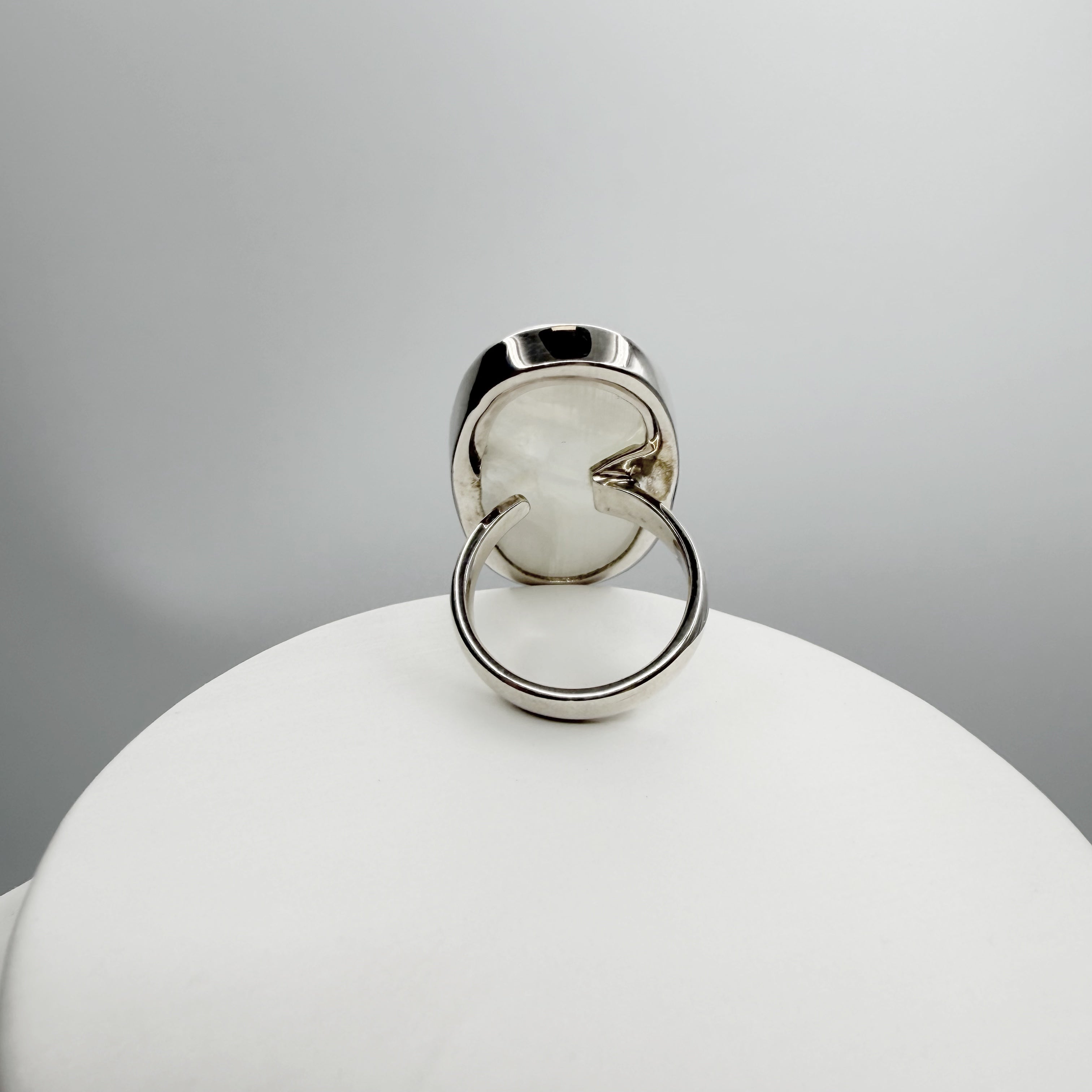Anello Labradorite Bianca ovale - Argento 925