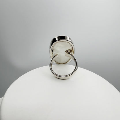 Anello Labradorite Bianca ovale - Argento 925