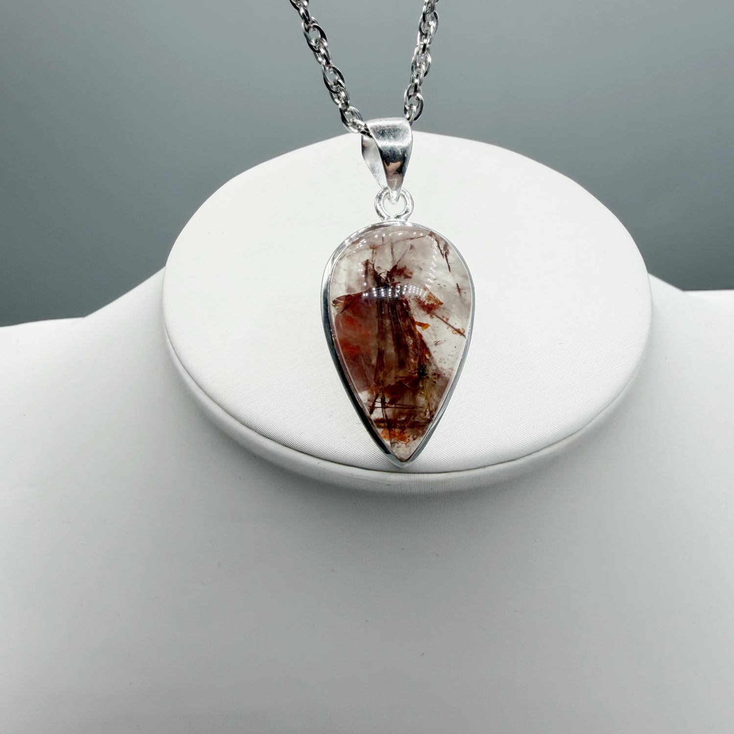 Ciondolo Quarzo Rutilato Rosa - Argento 925
