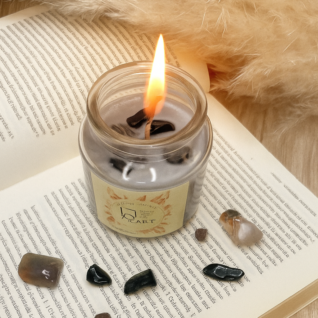 Candela con Cristalli PROTEZIONE - Oud Amber piccola