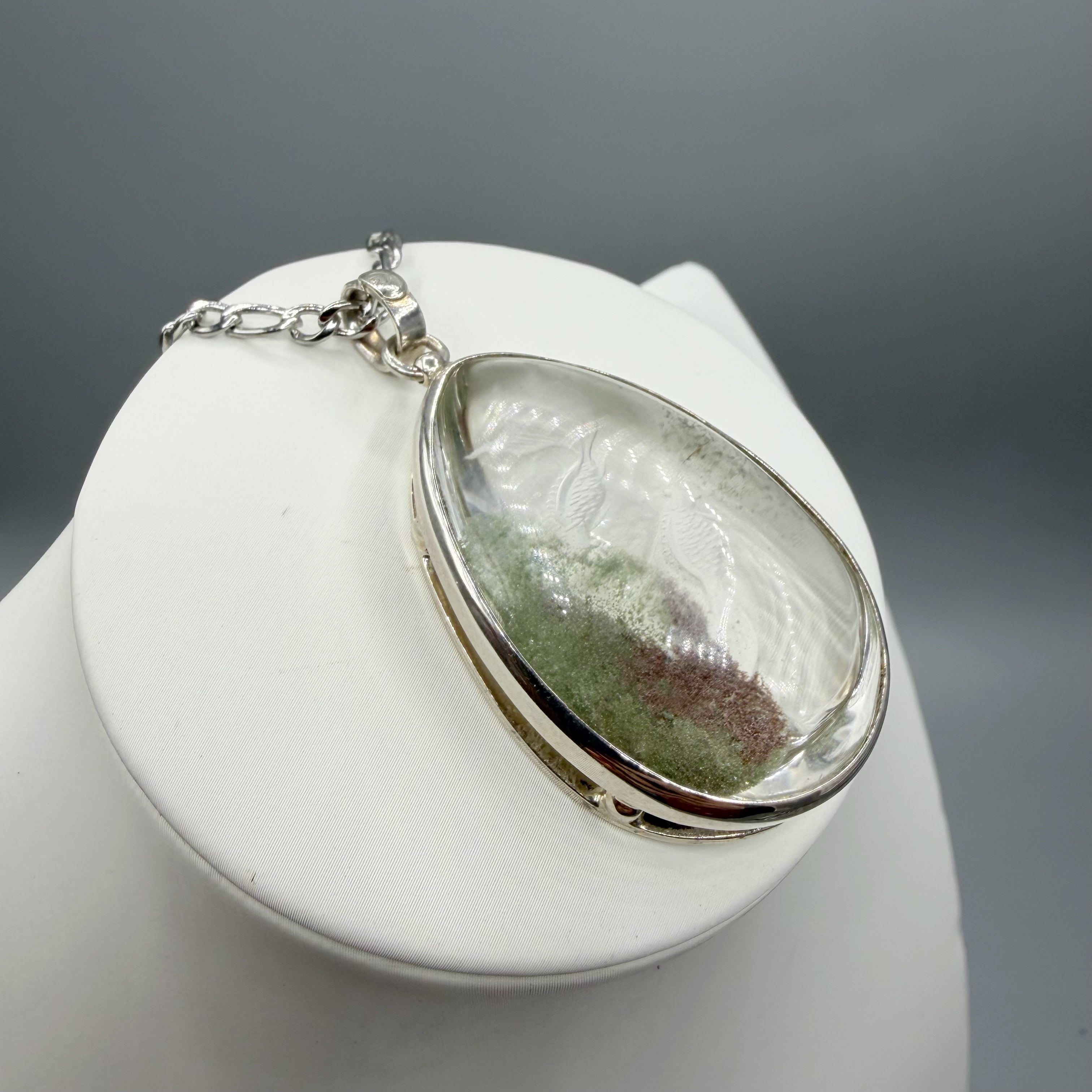 Ciondolo Lodolite intarsiato a Mano - Argento 925