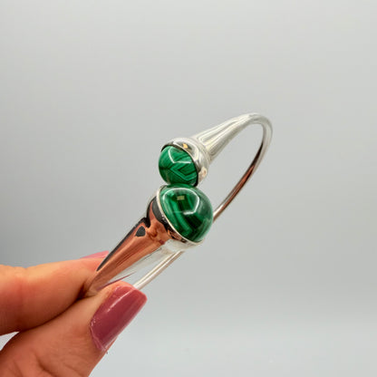 Bracciale Rigido di Malachite e Argento 925