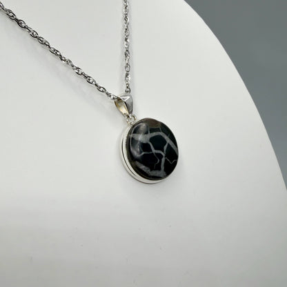 Ciondolo Septaria Nera Argento 925 - tondo