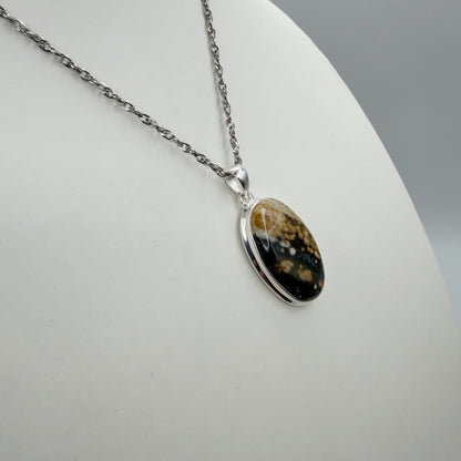 Ciondolo Diaspro Oceano Argento 925 - Ovale grande
