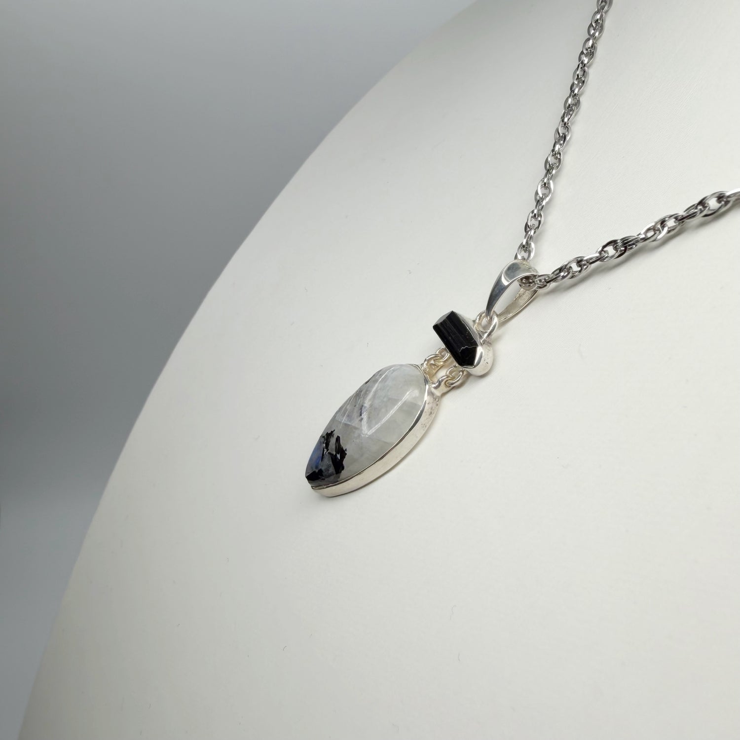 Ciondolo Labradorite e Tormalina - Argento 925