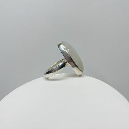 Anello Labradorite Bianca Ovale - Argento 925