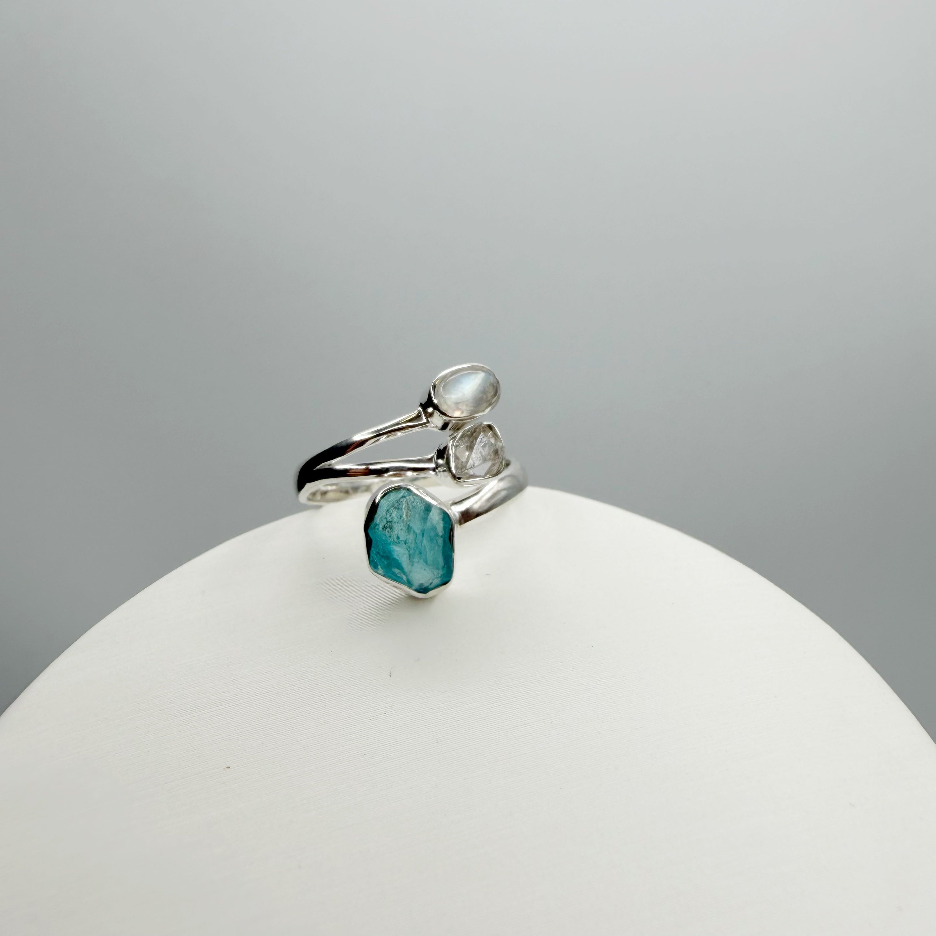 Anello Apatite, Labradorite, Herkimer - Argento 925