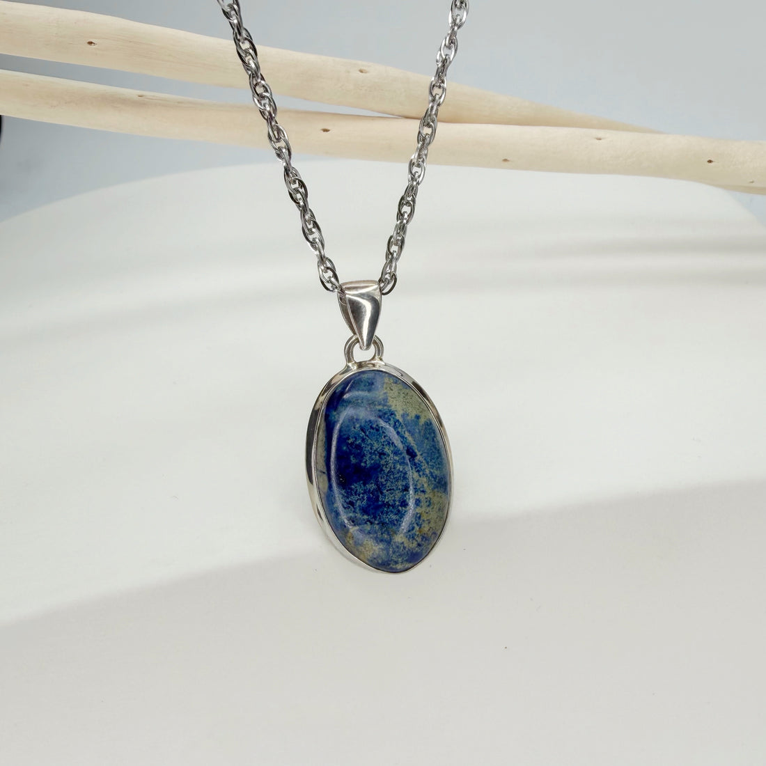 Ciondolo Azzurrite e Argento 925 - Ovale