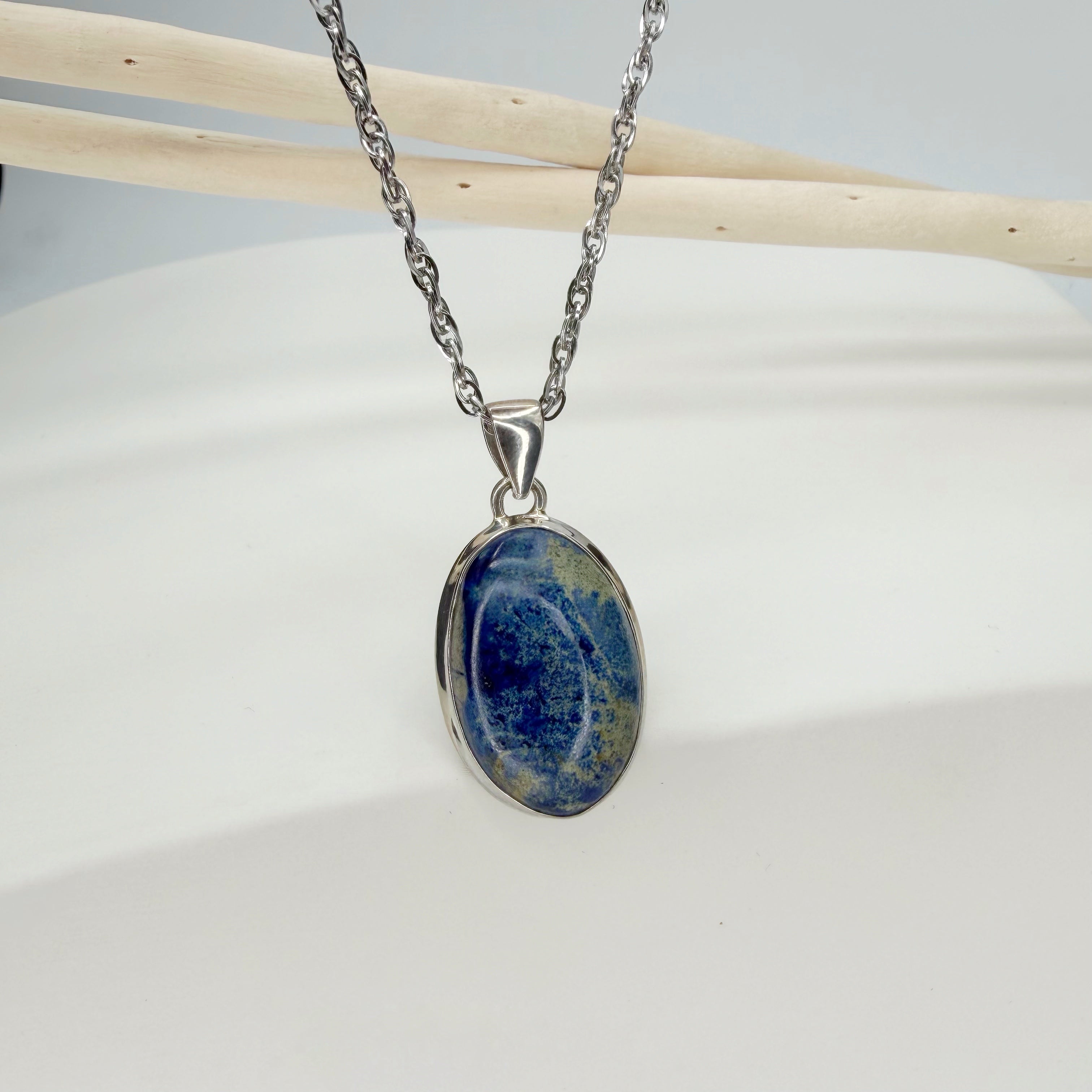 Ciondolo Azzurrite e Argento 925 - Ovale