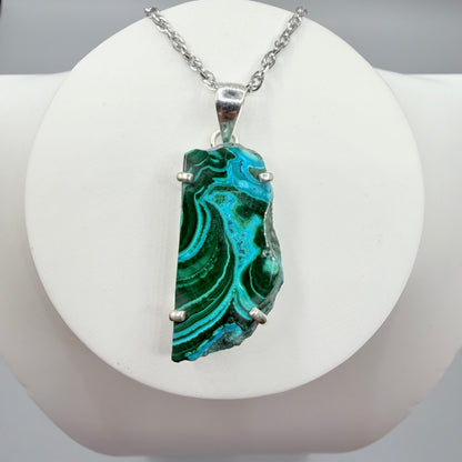 Ciondolo Malachite e Crisocolla Argento 925 - irregolare
