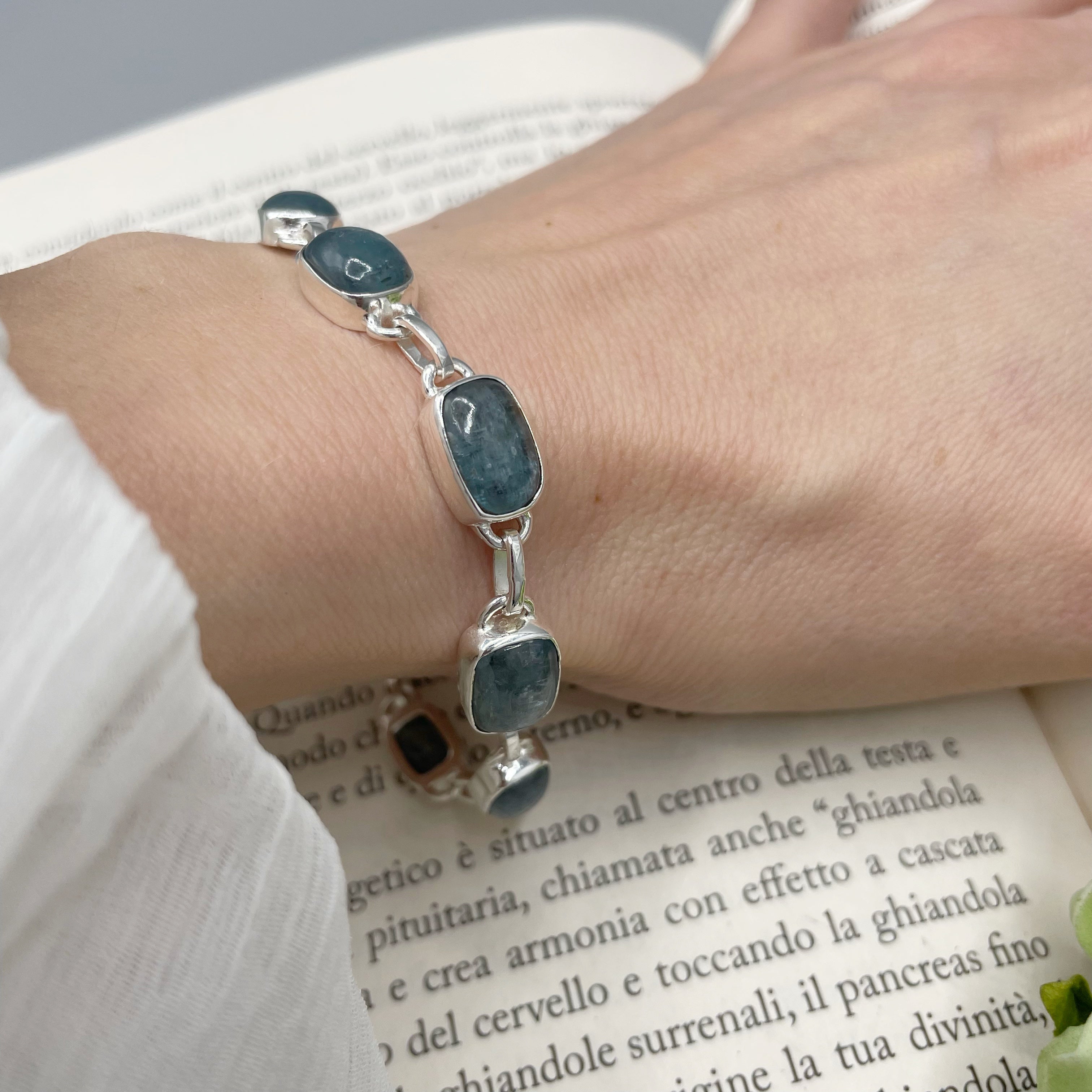 Bracciale Cianite Acquamarina e Argento 925