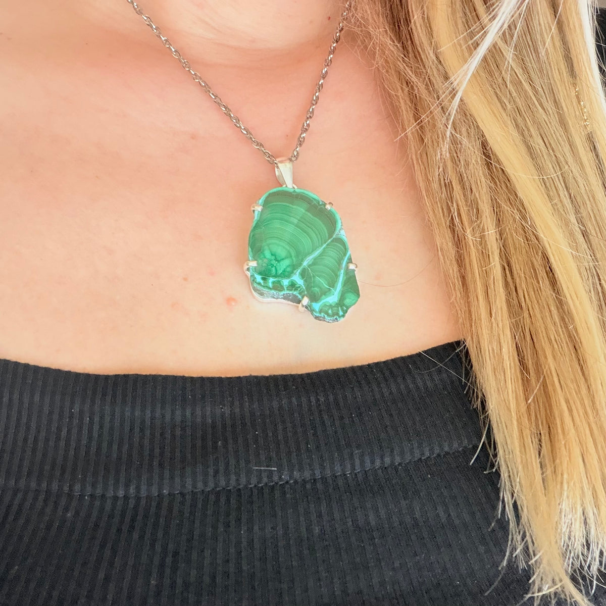 Ciondolo Malachite e Crisocolla Argento 925 - irregolare