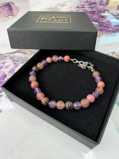 Bracciale Love &amp; Harmony - Quarzo Fragola, Rodonite, Ametista - LIMITED EDITION