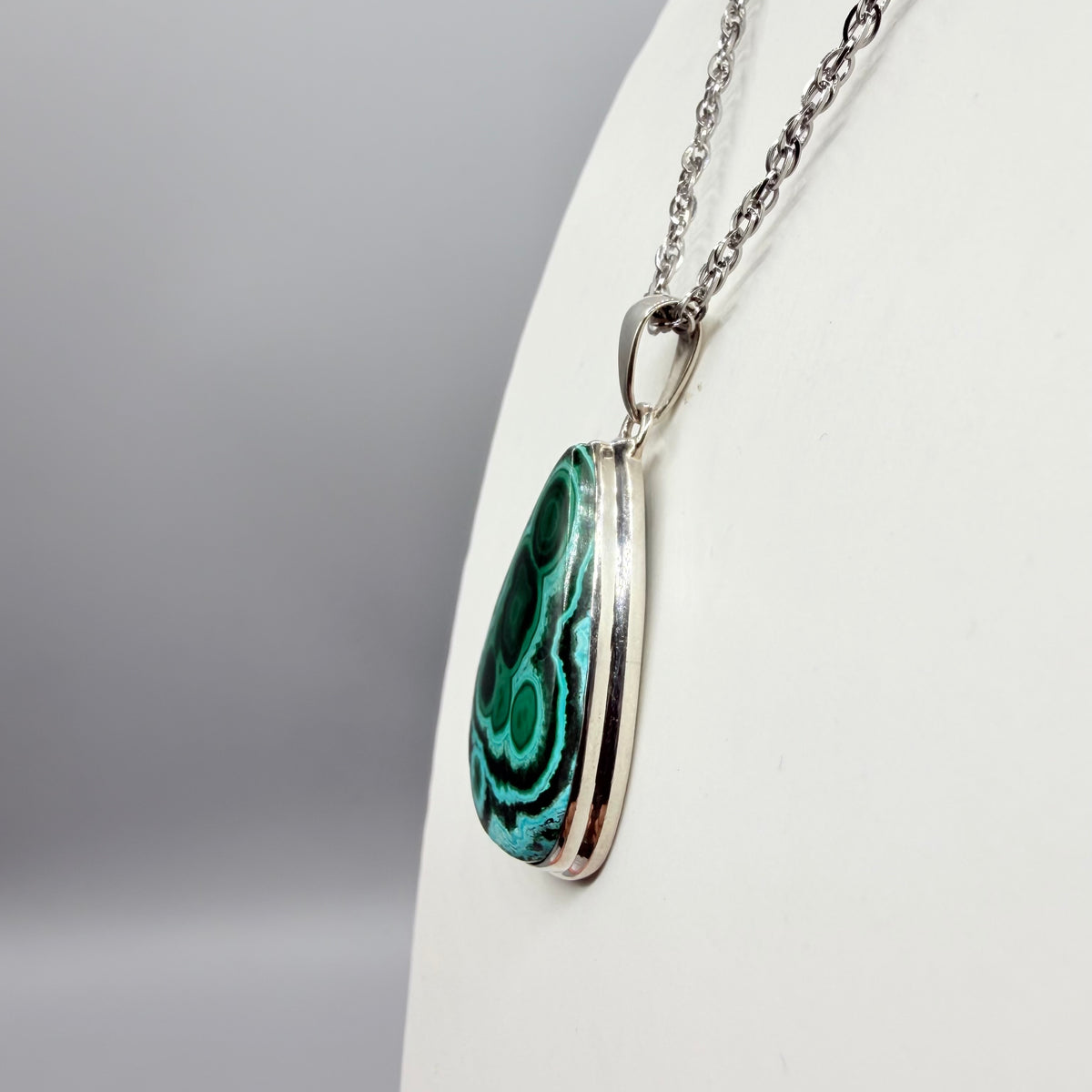 Ciondolo Malachite e Crisocolla Argento 925 - Goccia media
