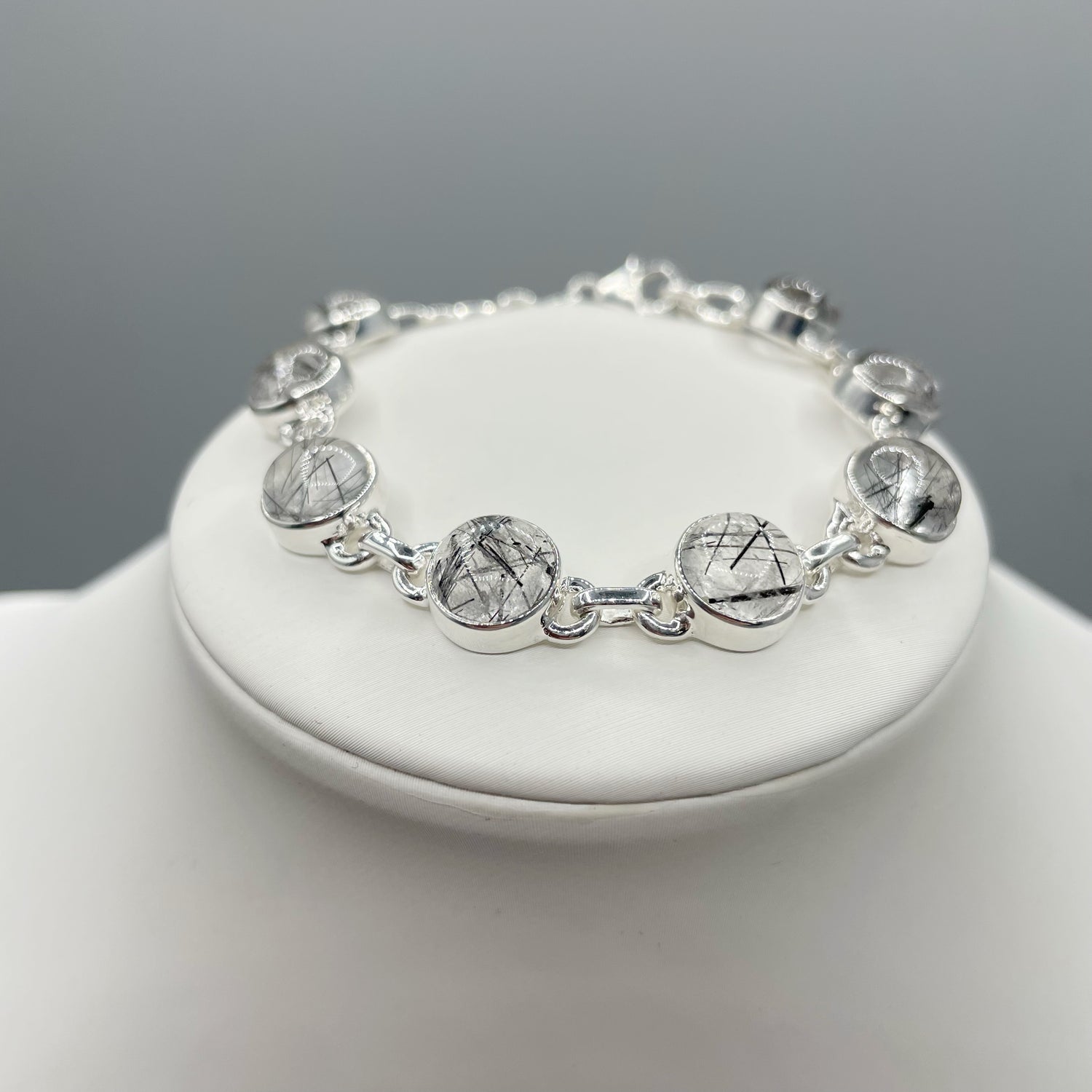 Bracciale Quarzo Tormalinato e Argento 925 - tondo