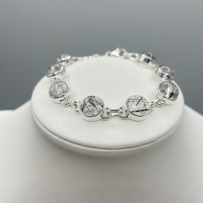 Bracciale Quarzo Tormalinato e Argento 925 - tondo