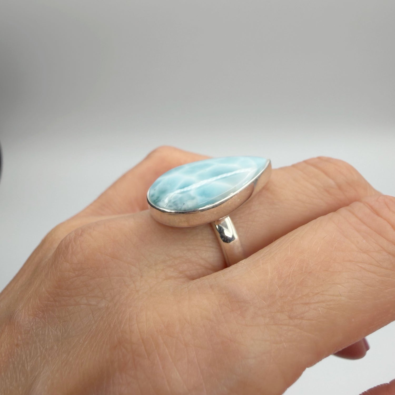 Anello Larimar Argento 925 - a Goccia