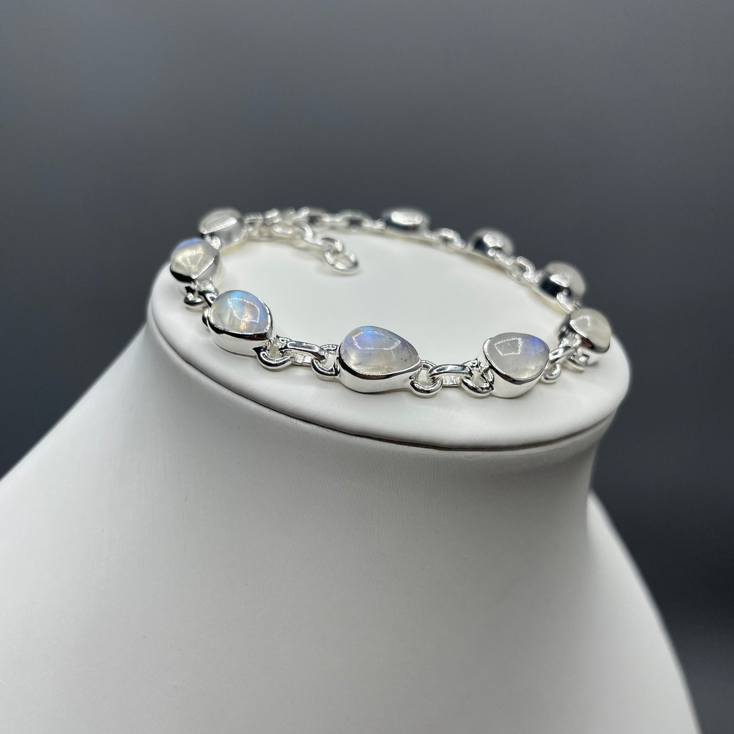 Bracciale Labradorite Bianca e Argento 925 - a Goccia