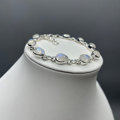 Bracciale Labradorite Bianca e Argento 925 - a Goccia