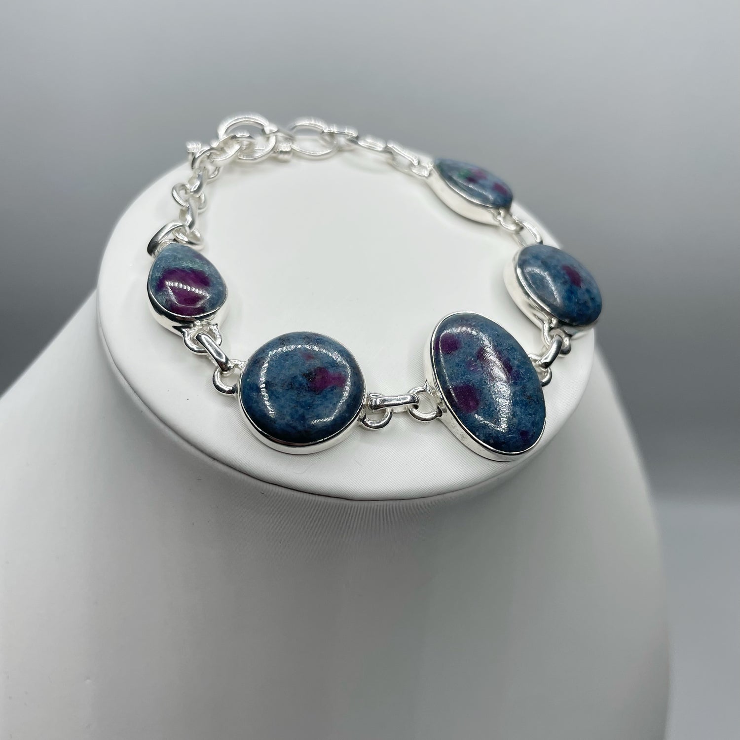 Bracciale Rubino in Cianite - Argento 925 - Ovale