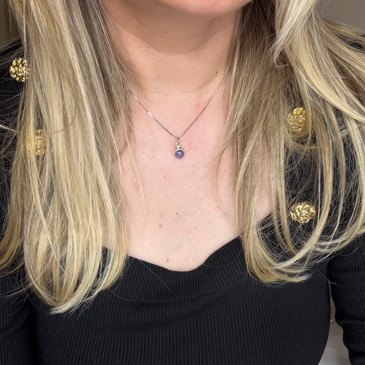 Ciondolo Punto Luce Tanzanite Argento 925 - Tondo LISCIO