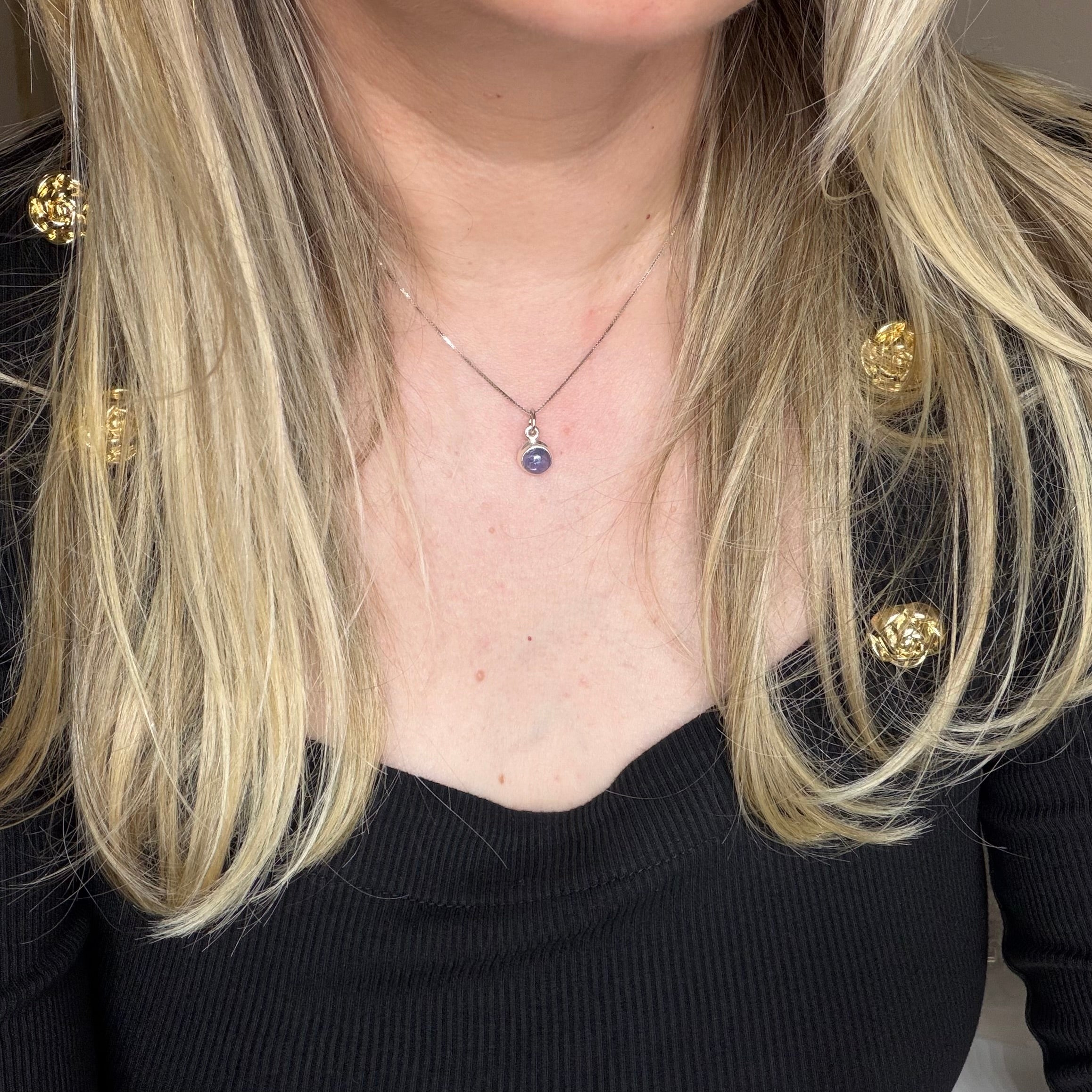 Ciondolo Punto Luce Tanzanite Argento 925 - Tondo LISCIO