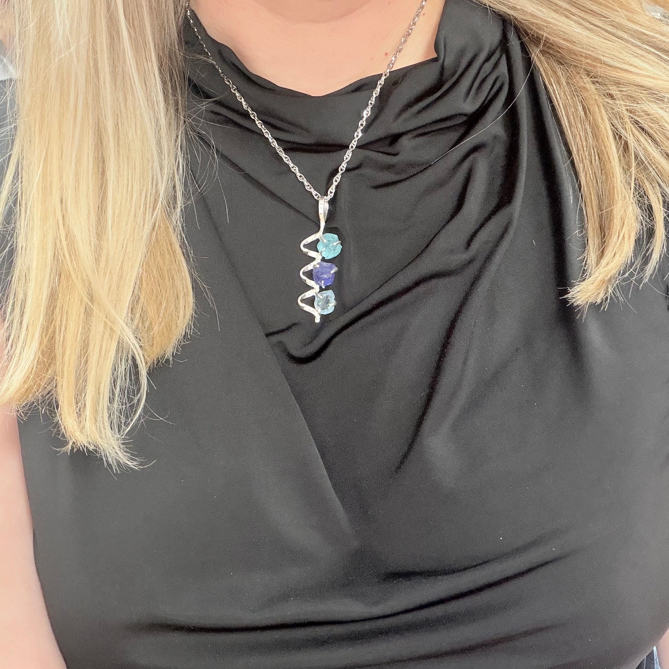 Ciondolo Tanzanite, Apatite, Acquamarina | Argento 925