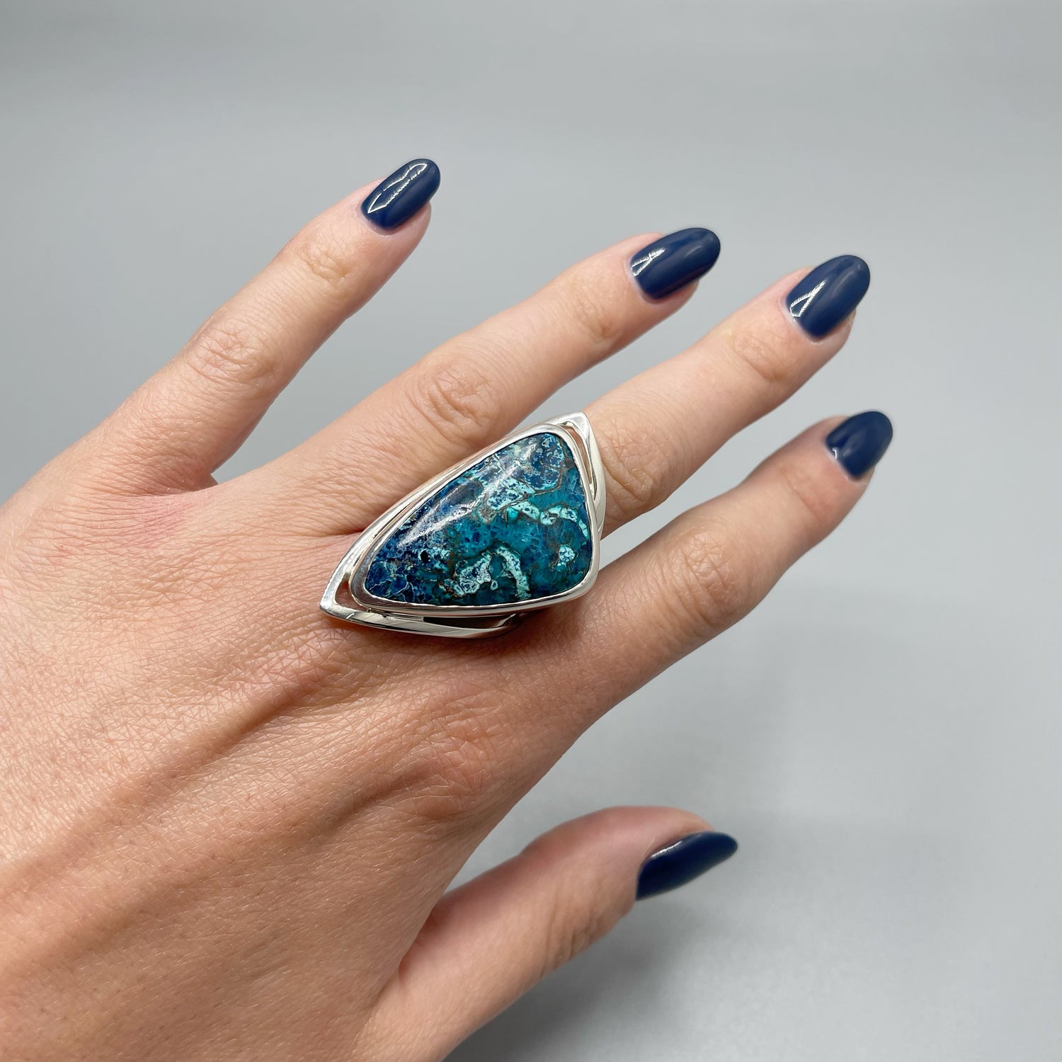 Anello Crisocolla e Argento 925