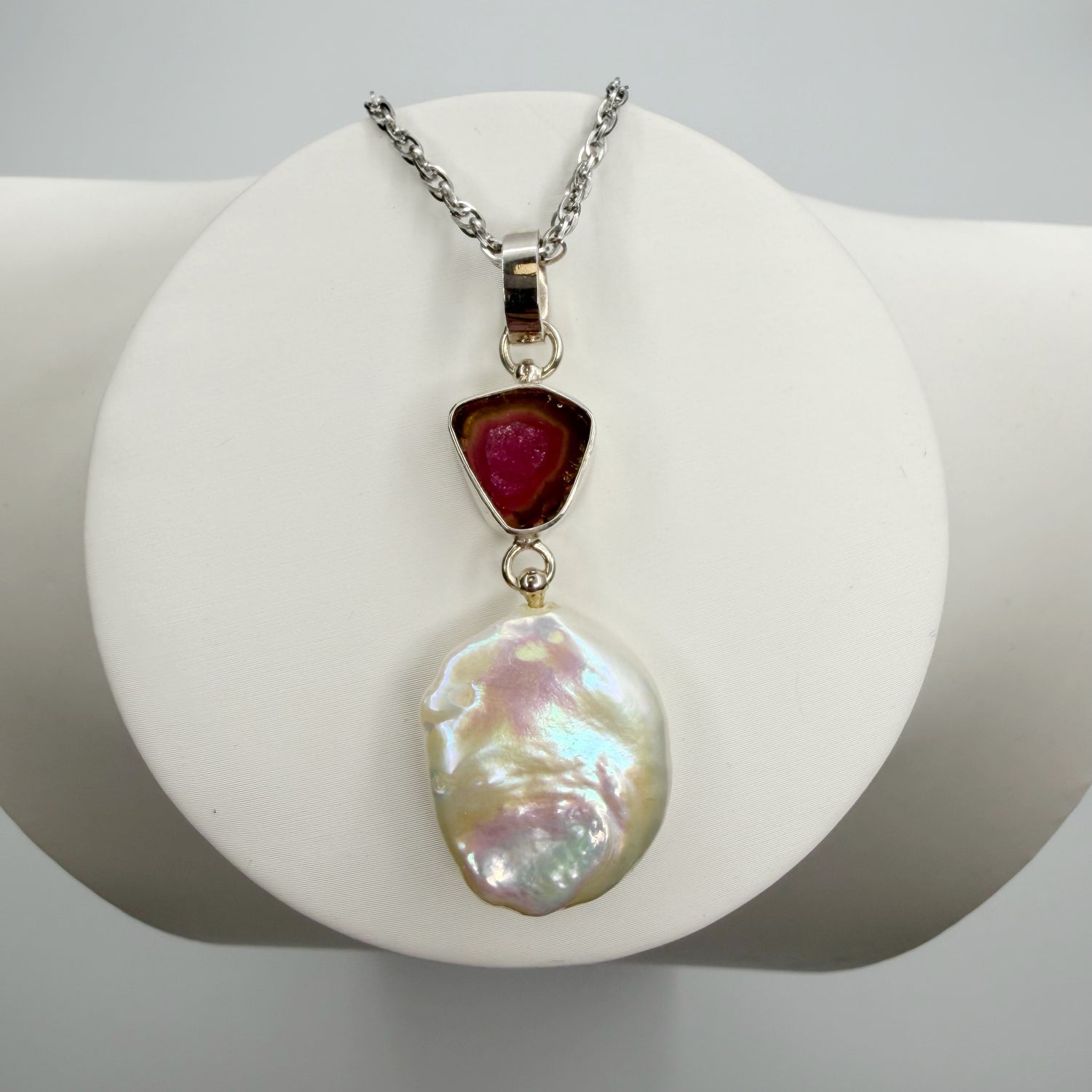 Ciondolo Tormalina Watermelon e Madreperla - Argento 925