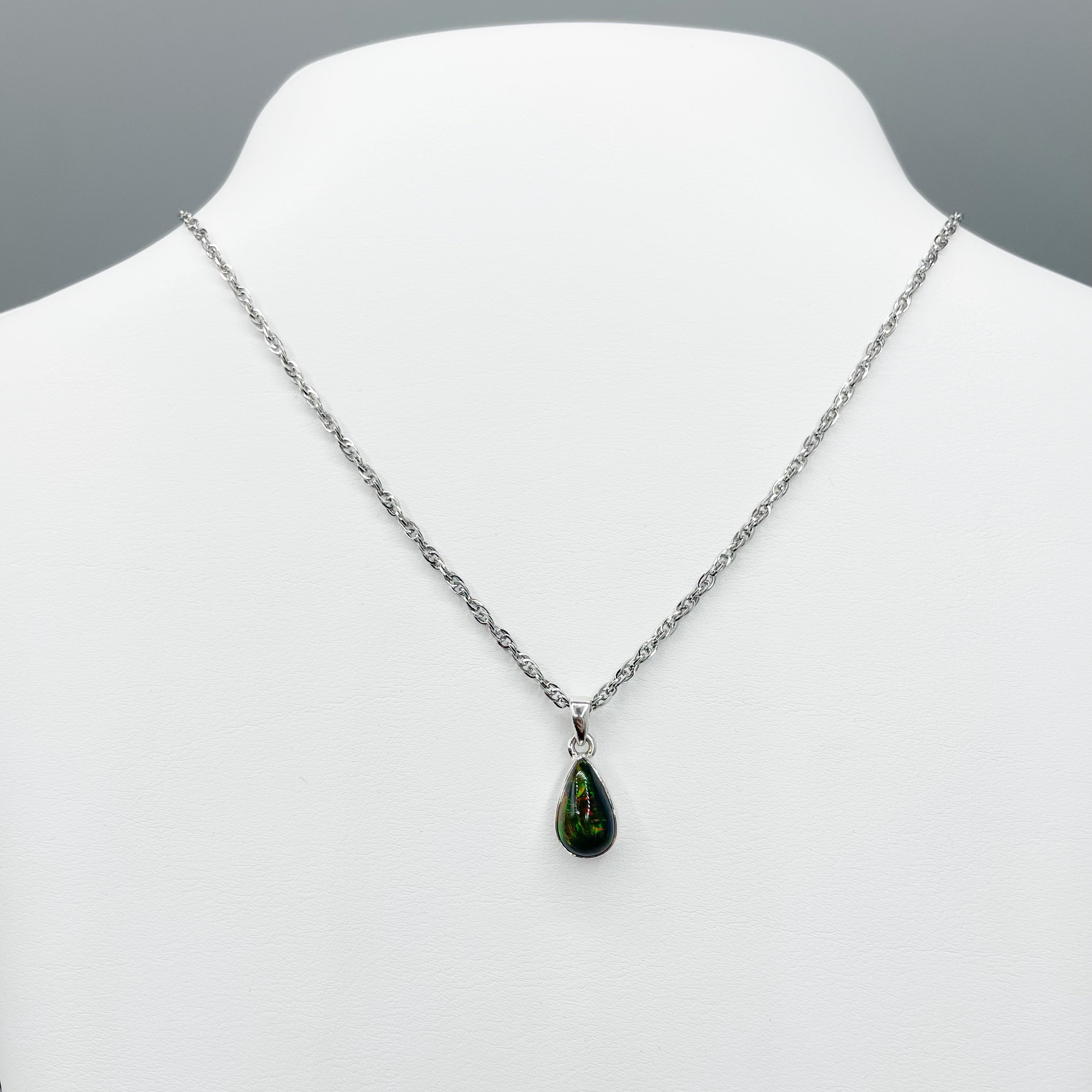 Ciondolo Opale Nero Chalama Goccia - Argento 925