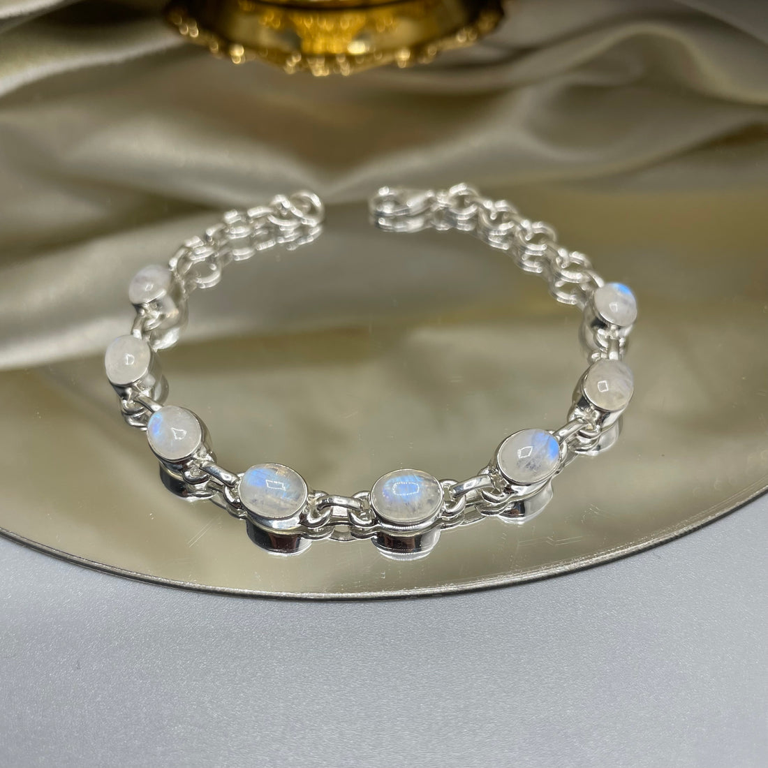 Bracciale Labradorite Bianca e Argento 925 - ovale