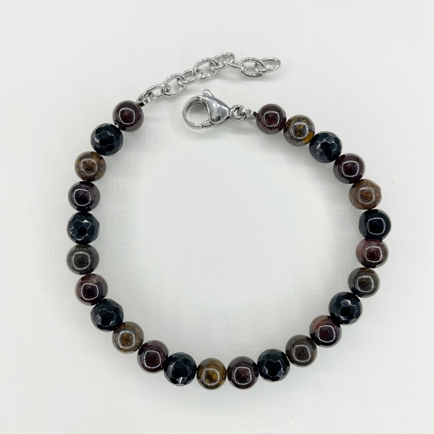 Bracciale Infinite Possibilità - Bronzite, Granato e Ossidiana