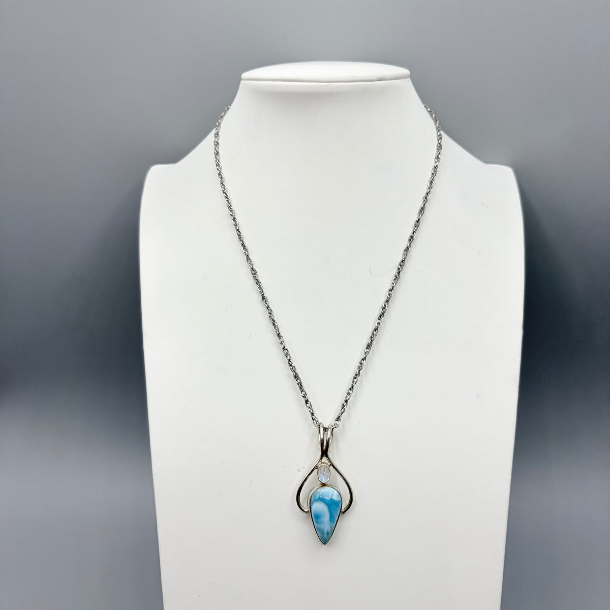 Ciondolo Larimar e Labradorite Bianca | Argento 925