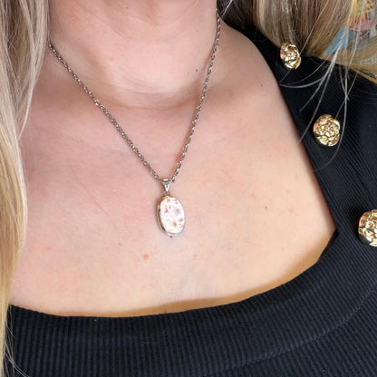Ciondolo Natrolite e Argento 925 - Ovale