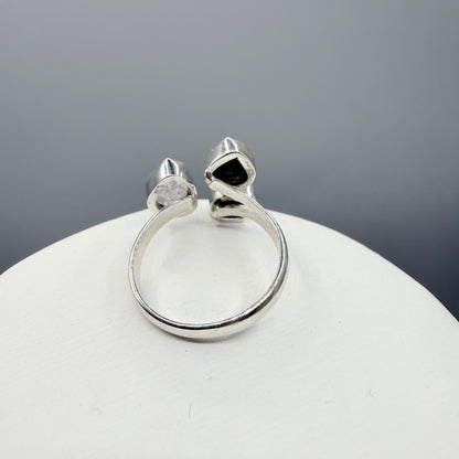 Anello Moldavite, Campo del Cielo e Diamante Herkimer | Argento 925