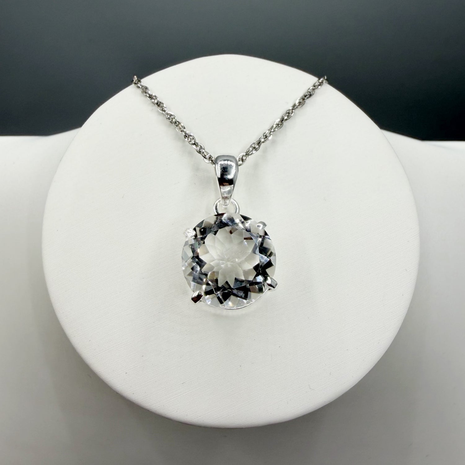 Ciondolo Cristallo di Rocca e Argento 925 - Tondo