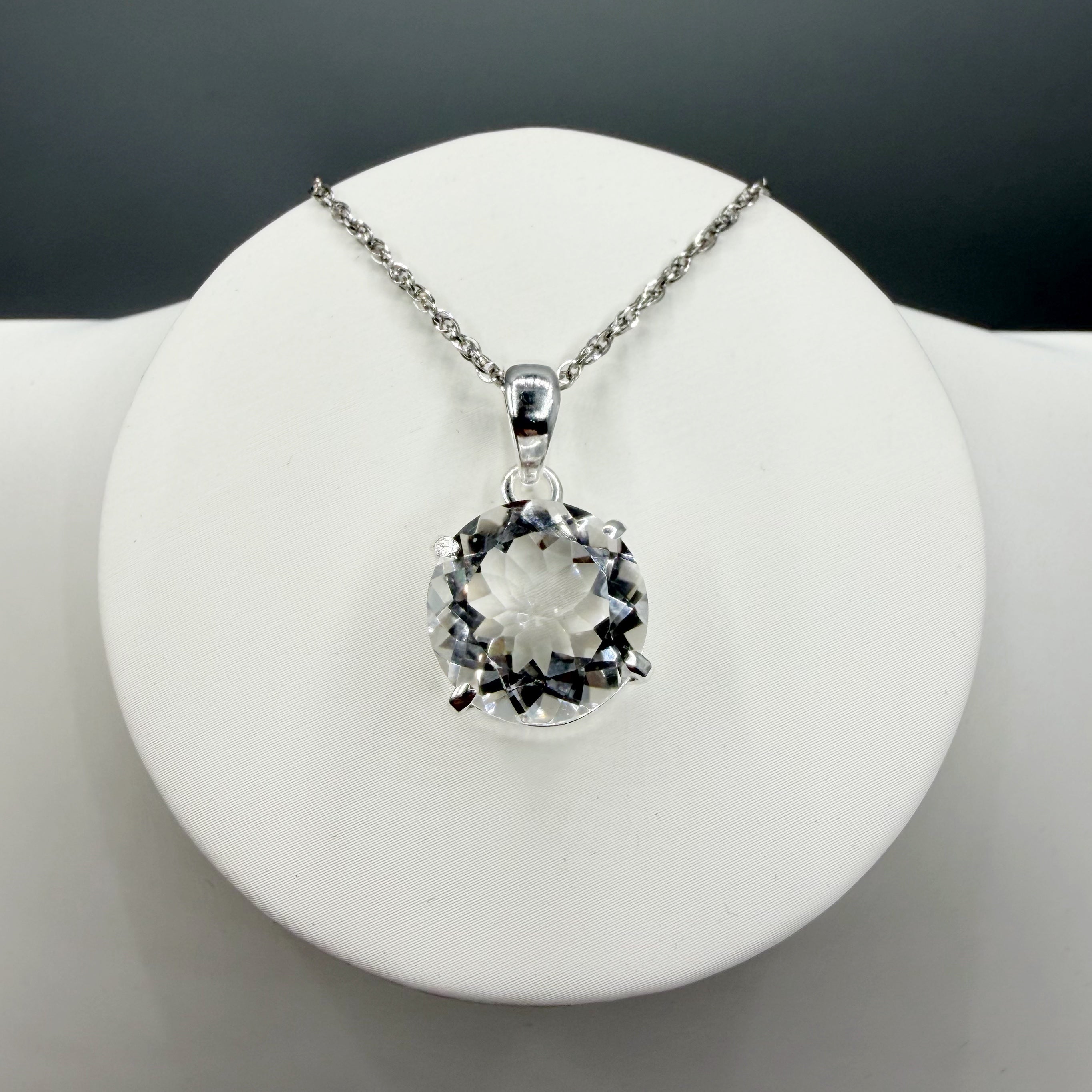 Ciondolo Cristallo di Rocca e Argento 925 - Tondo