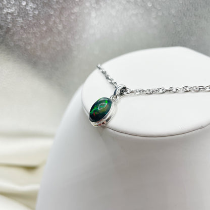Ciondolo Opale Nero Chalama Ovale - Argento 925