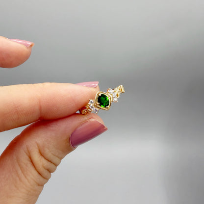 Anello Diopsite | Argento 925 placcato oro 14k - NON REGOLABILE