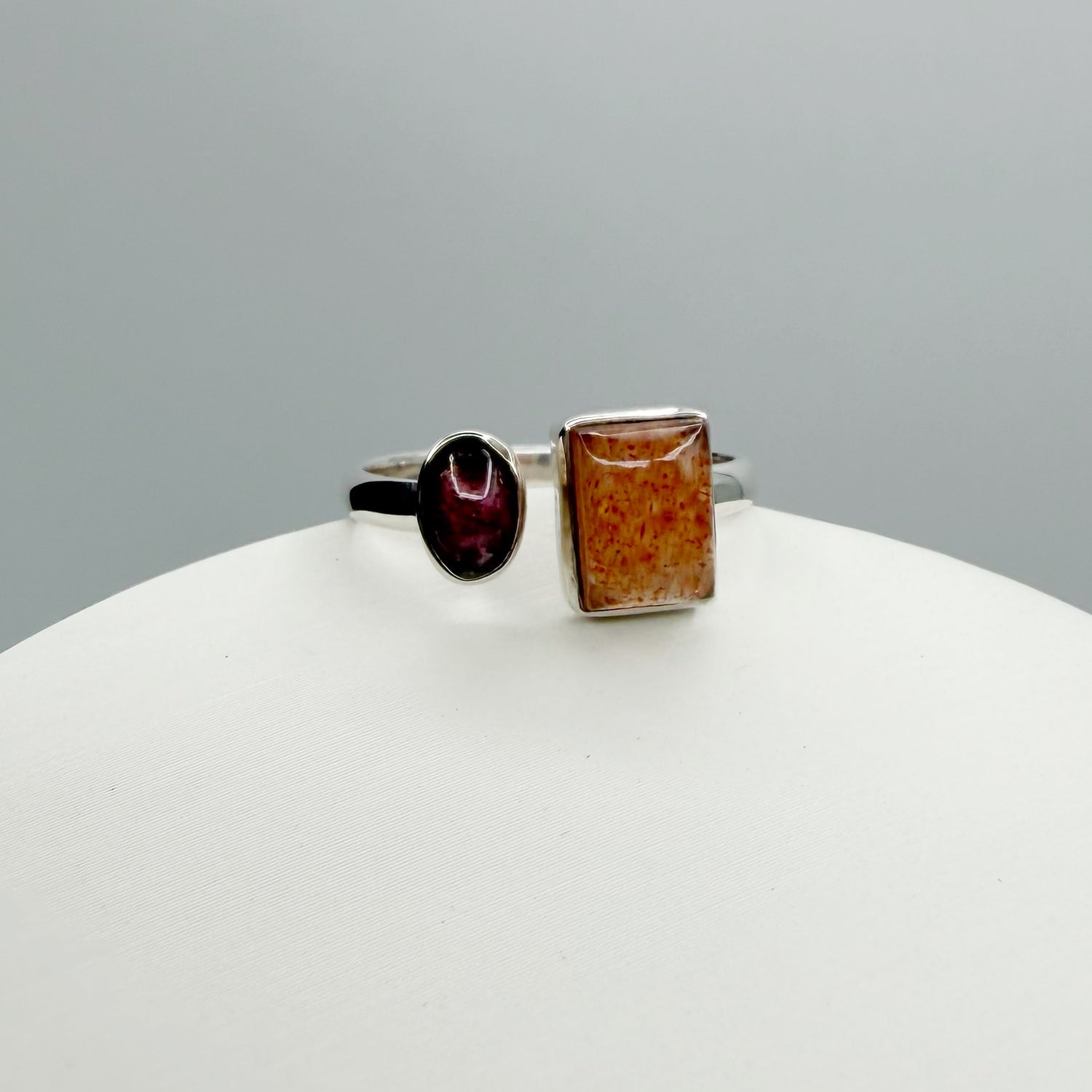 Anello Pietra del Sole e Granato - Argento 925