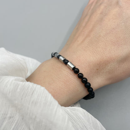 Bracciale Protection Unisex Silver - Tormalina, Onice, Shungite e Ematite