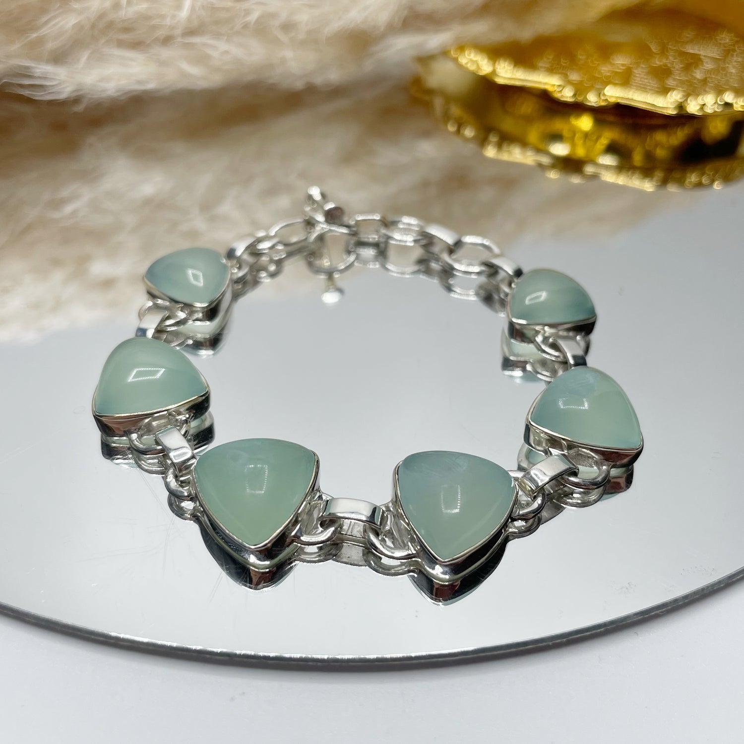 Bracciale Calcedonio Acqua e Argento 925