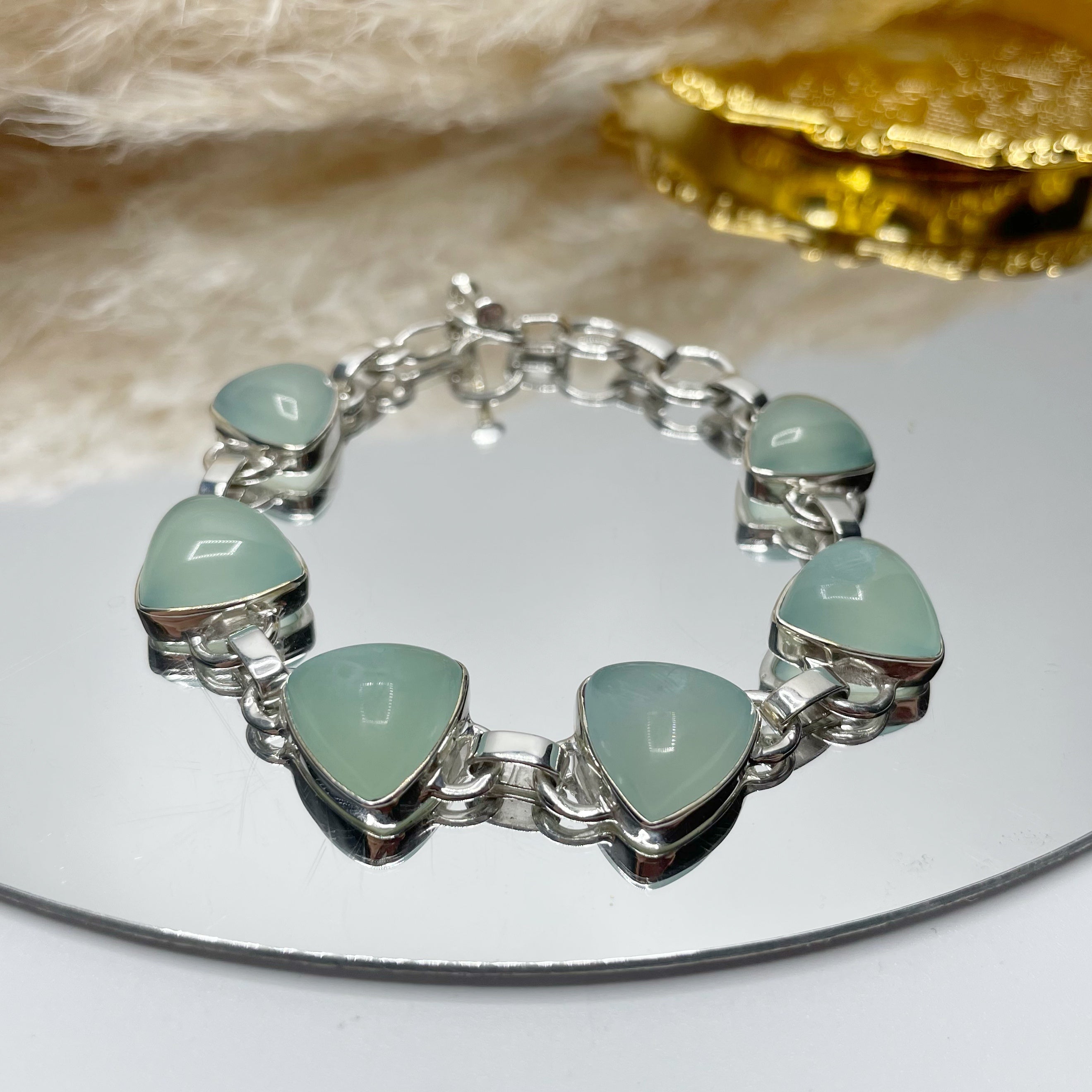 Bracciale Calcedonio Acqua e Argento 925