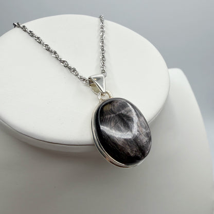 Ciondolo Iperstene Argento 925 - Ovale