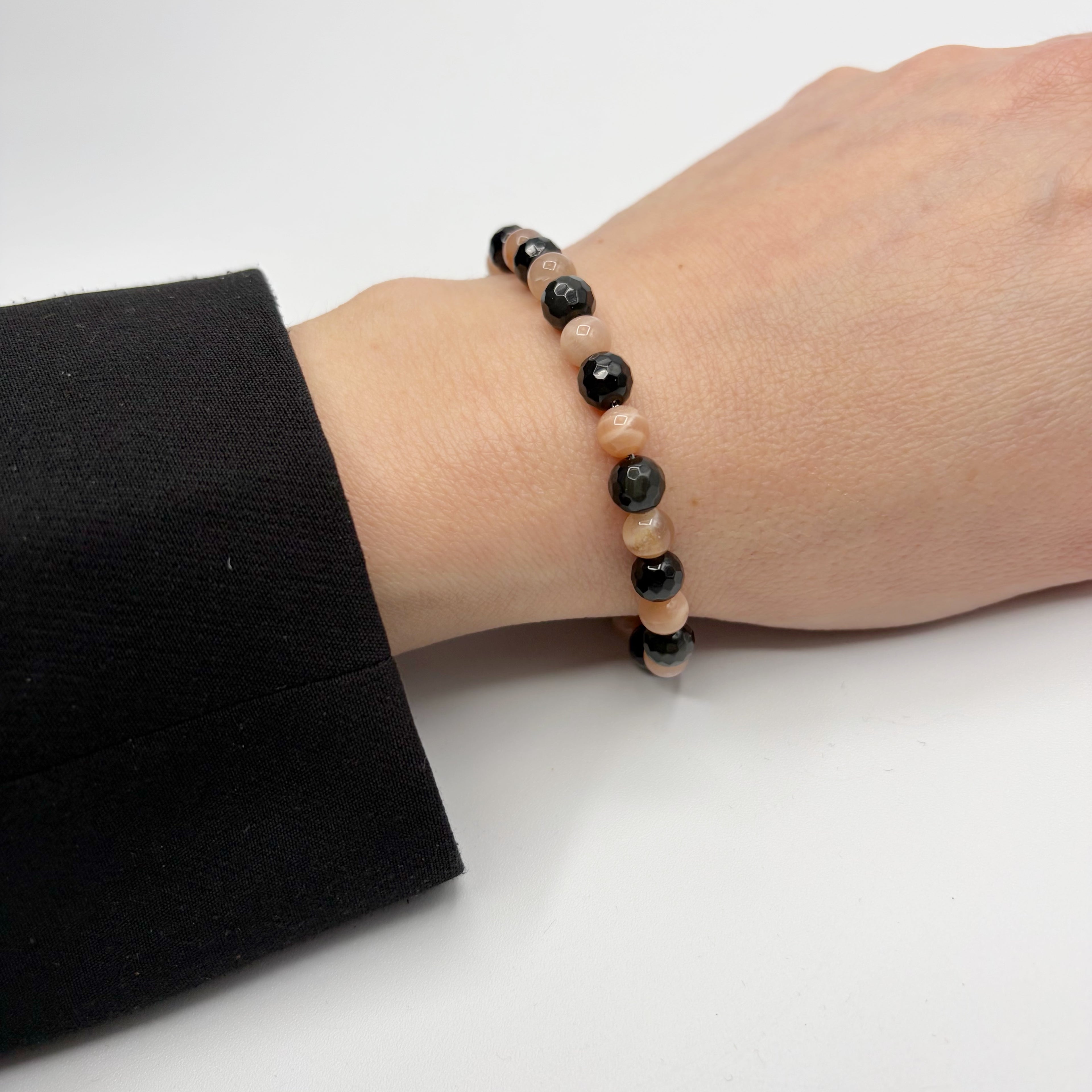 Bracciale "Chiudi col Passato" - Ossidiana e Pietra di Luna - LIMITED EDITION